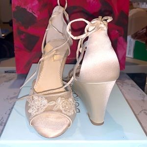 Bella Belle Pamela silk wedding wedges w appliqués